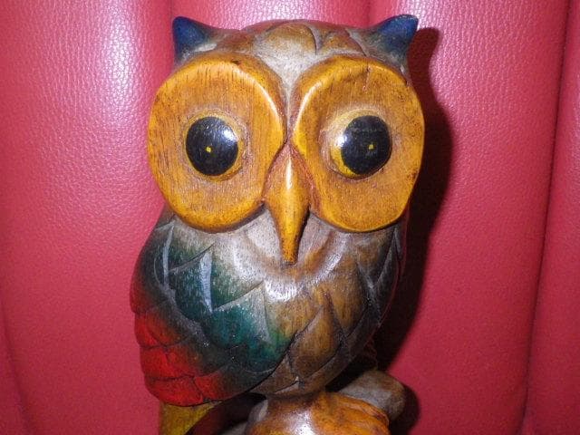 フクロウ★木彫り★置物★OWL★ミミズク★鳥★梟★縁起物★レトロ★不苦労★可愛い