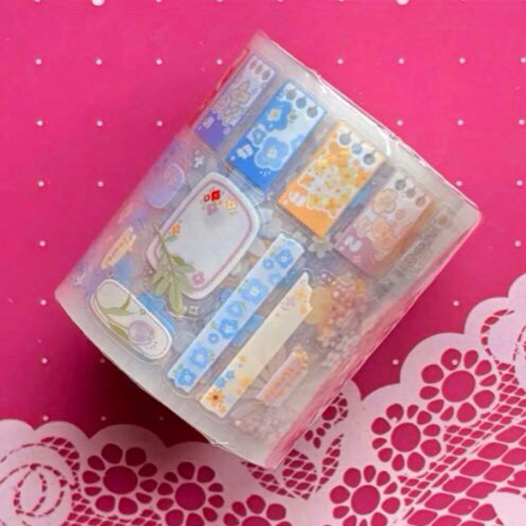 PET 起毛フィルム 春时集 5cm×5.25cmダイカット加工　海外マステ　花
