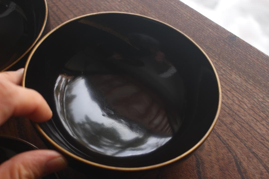 時代逸品！時代金縁黒漆に極上龍富士山沈金の映えるお椀2点（検輪島塗沈金椀懐石椀