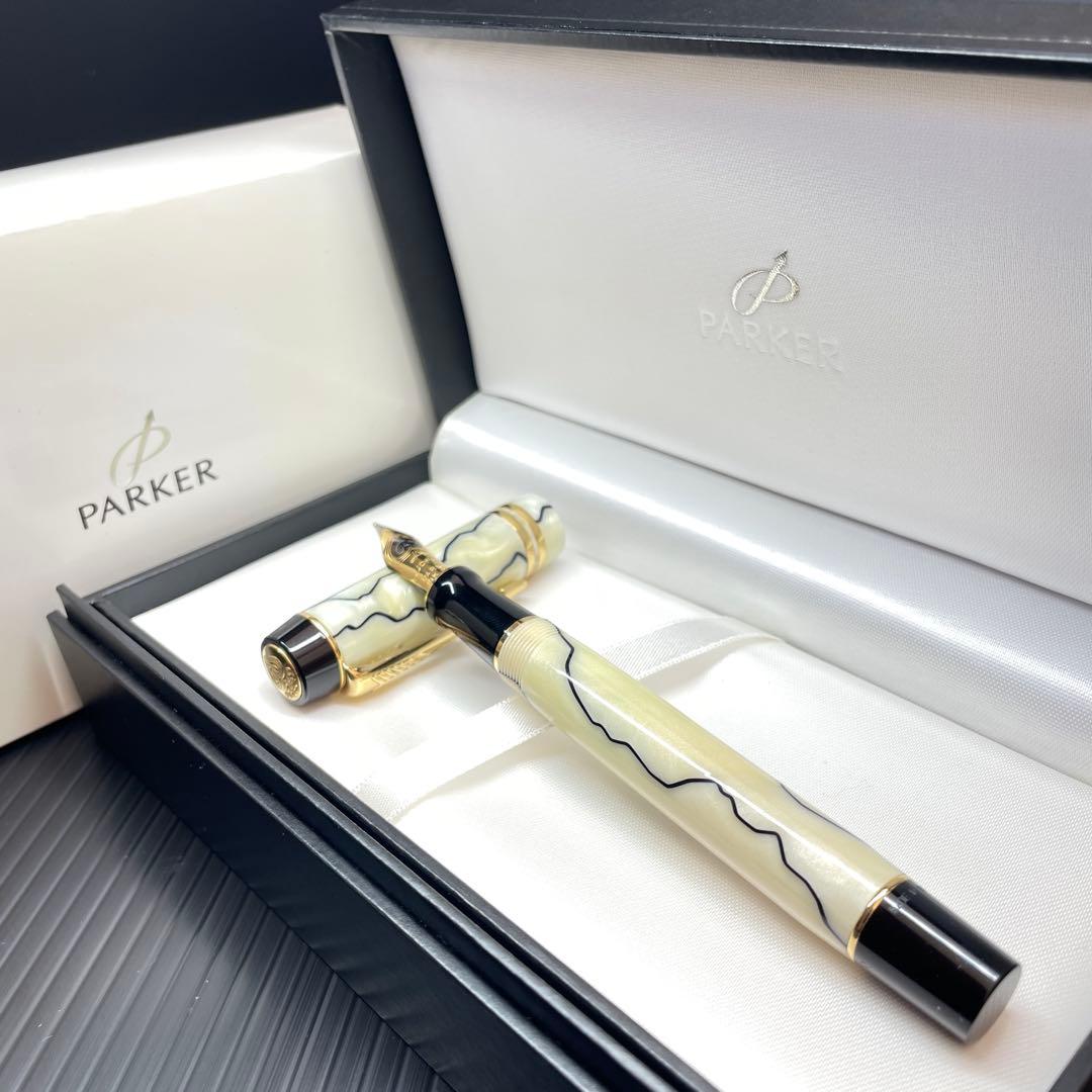 綺麗 パーカー デュオフォールド パール ブラック 18K センテニアル 万年筆