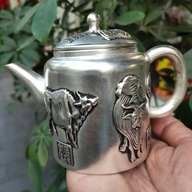 銅製 五牛急須 徳利 煎茶器 装飾品 工芸品 美術品 置物