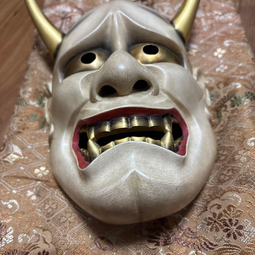 能面 鬼の面 木製 付属品あり