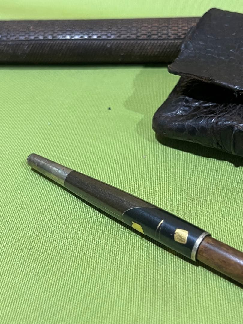 小*城様 喫煙具　当時物　クロコダイル　煙管入れ　煙管　金銀装飾