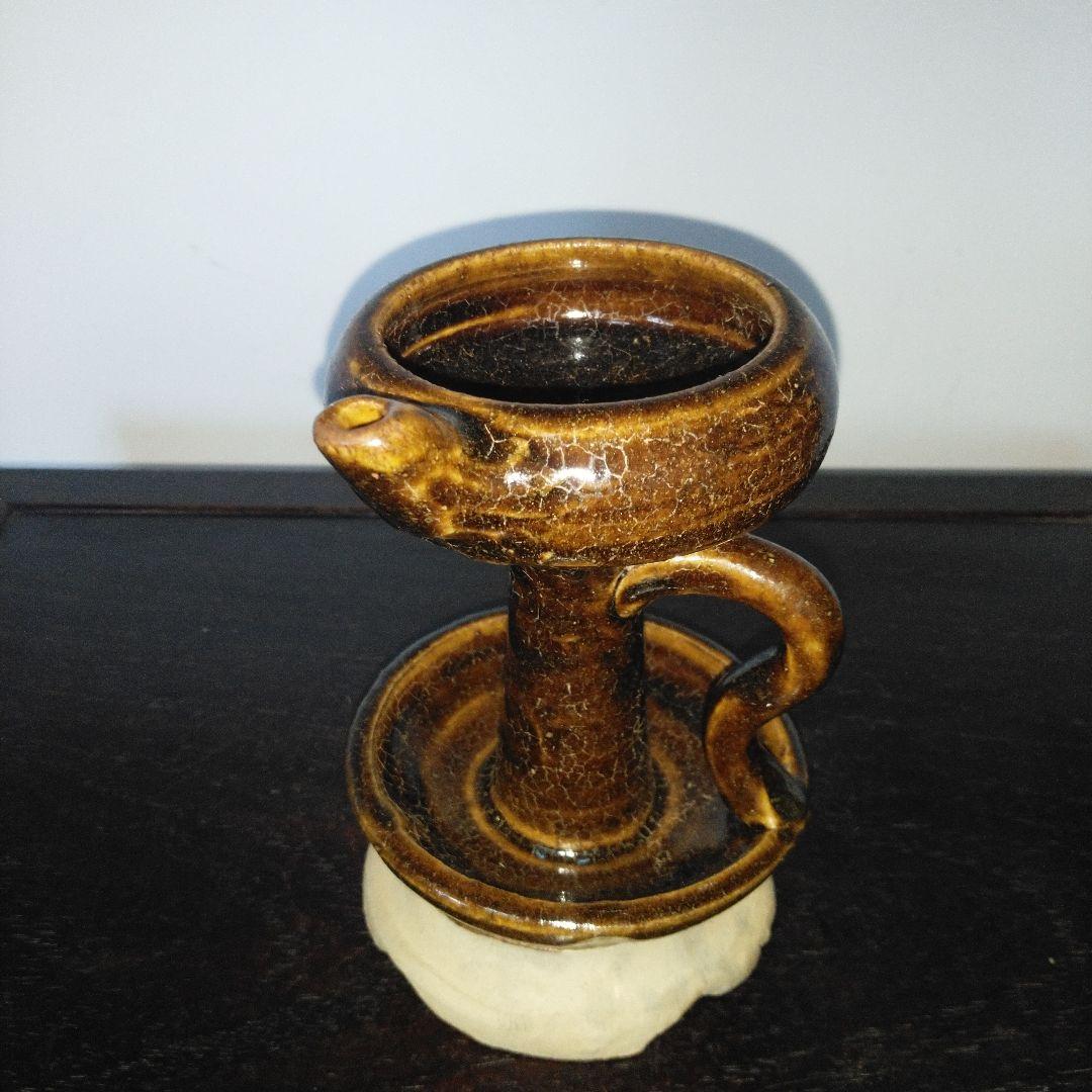 NO596 さつま飴釉灯器　江戸　灯火器　灯火具　時代物