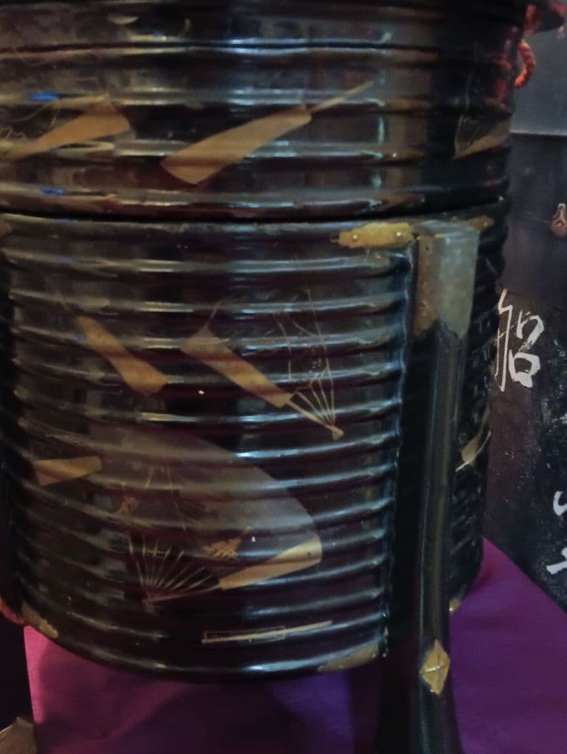 江戸時代中期〜後期幕末頃時代大名道具黒漆塗金蒔絵上級武家所用時代行器当時物