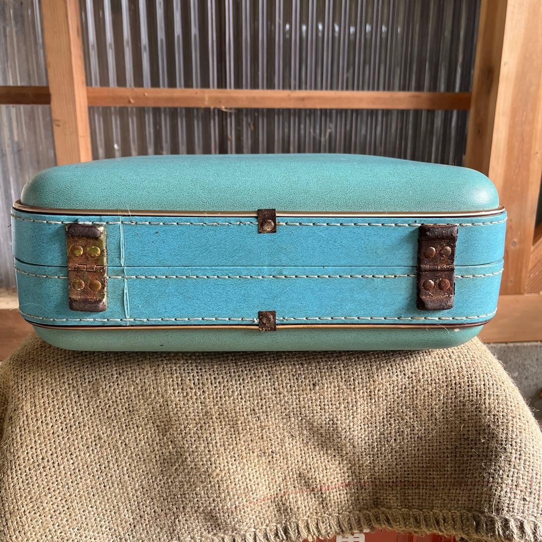 昭和レトロ　日乃本帆布　水色のトランク