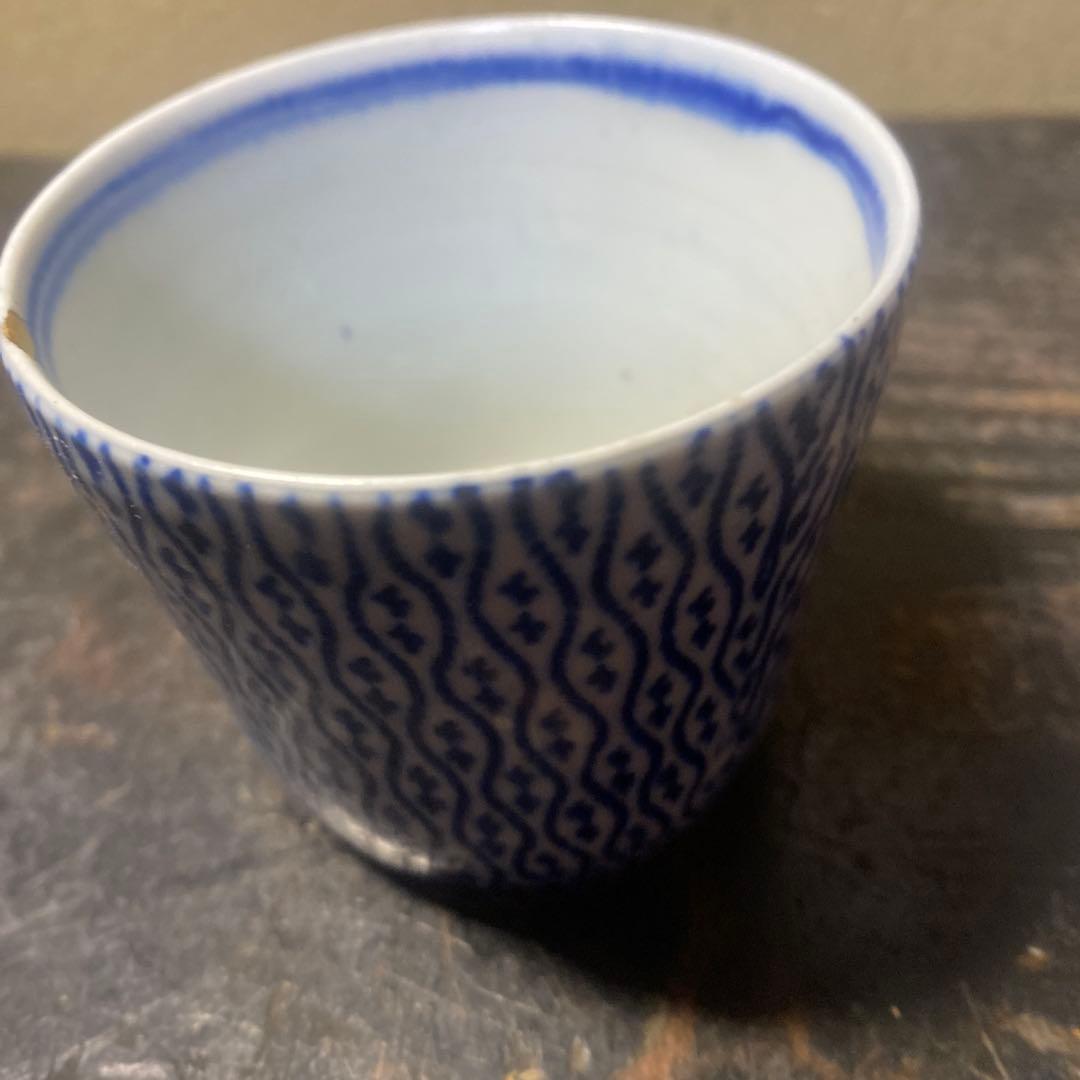 青と白の波模様 お猪口6cm5.5cm