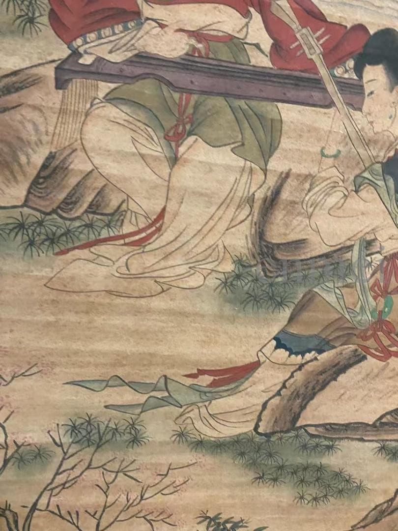 中国古美術・旧藏・南宋風・夏圭款・人物図・手描き中堂画・掛軸・宣紙・書画・骨董
