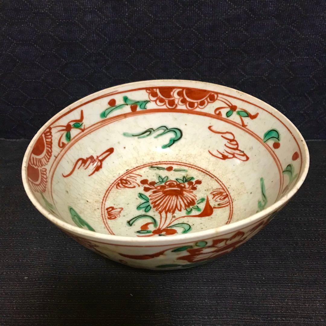 明代　呉須赤絵茶碗（鉢）　本物保証
