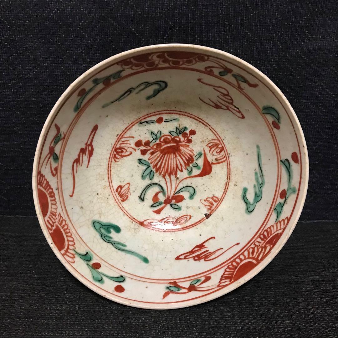 明代　呉須赤絵茶碗（鉢）　本物保証