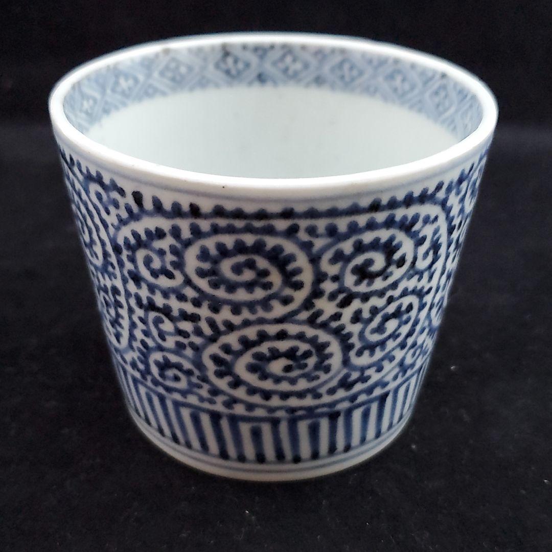 古伊万里 蛸唐草紋 蕎麦猪口 五客 完品 江戸期