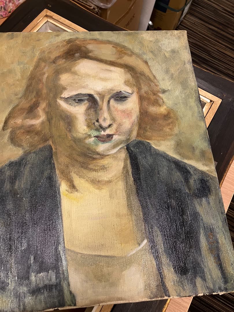 坂本繁二郎「少女」絵画 油絵 現状 人物画 贋作 レア 希少 しょうじょ