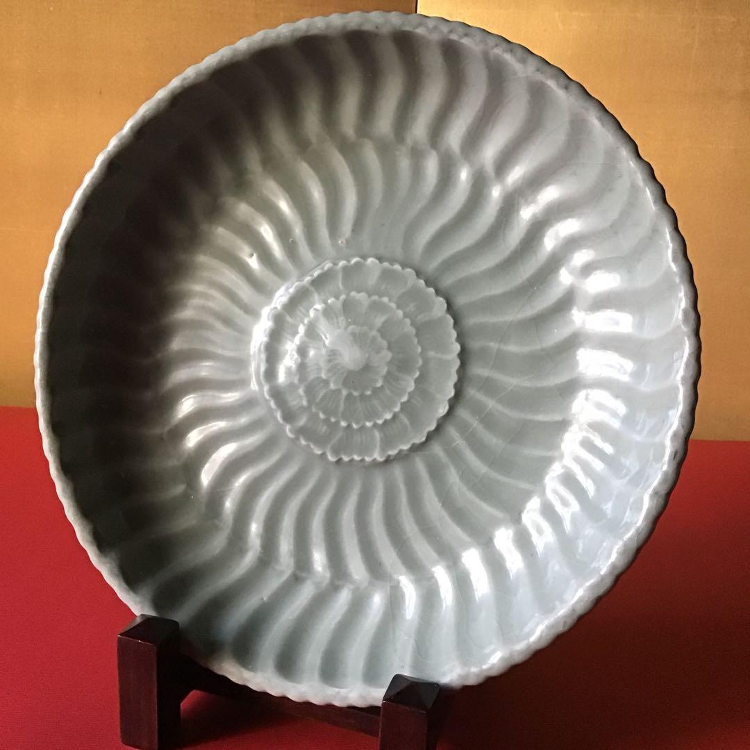 中国北方青磁　印花紋輪　耀州窯