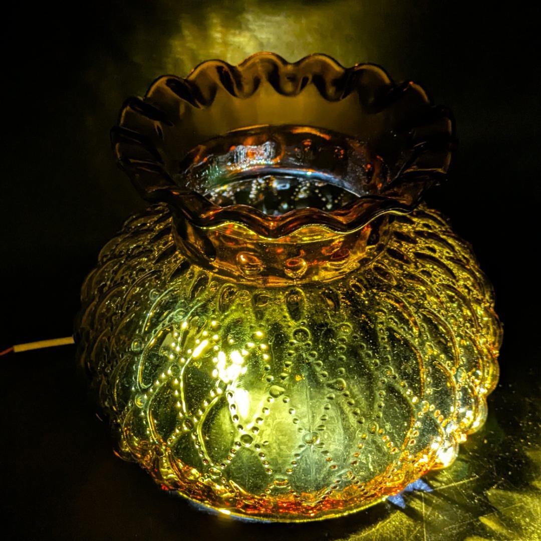 アンバー滴模様ガラスシェード ビンテージ ランプ用 コールマンCQ アラジン等