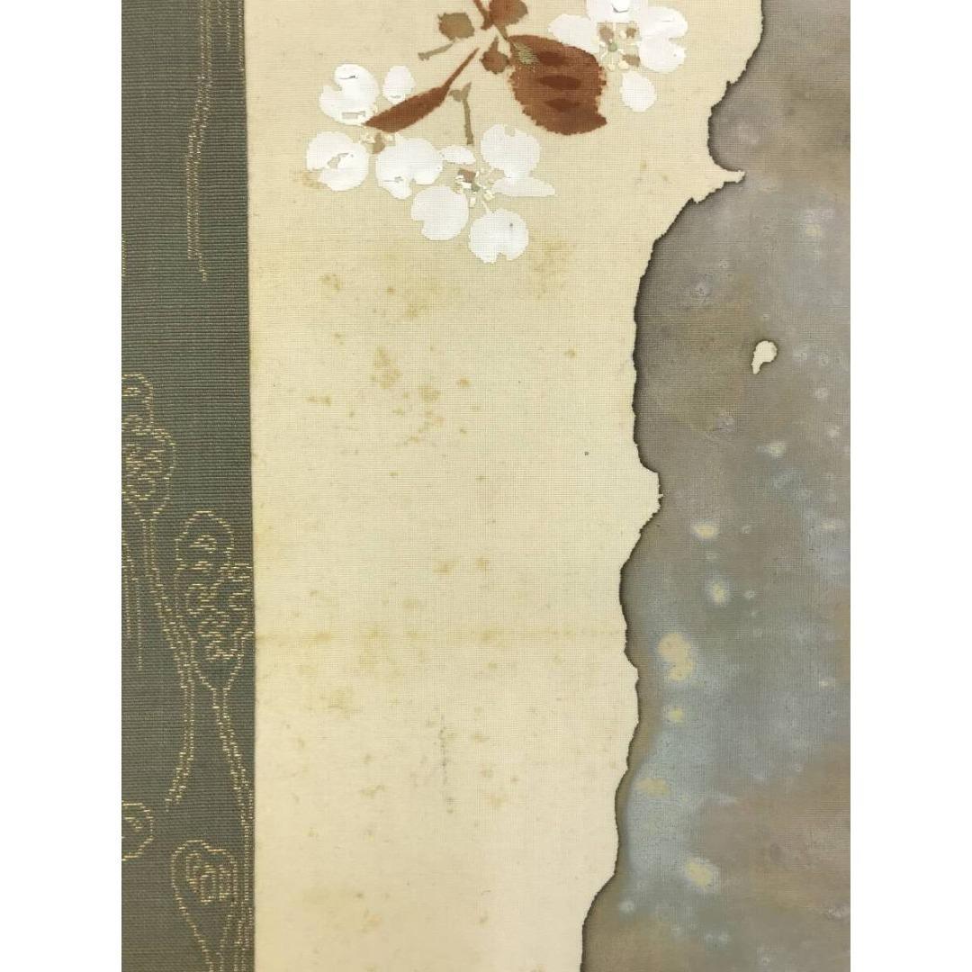 真作/山田耕雲/桜花小禽図/花鳥図/春の掛軸/掛軸/名家伝来/AK-706