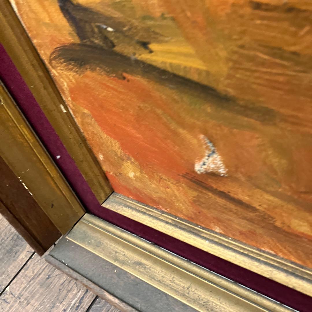 昭和レトロ 秋 紅葉 奥入瀬 雑木林 風景画 油絵 油彩画 アート 絵画