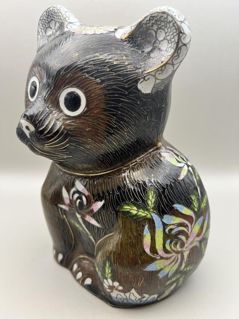 【海】七宝銅胎琺瑯　可愛子犬　古銅 時代品 骨董品　中国美術品