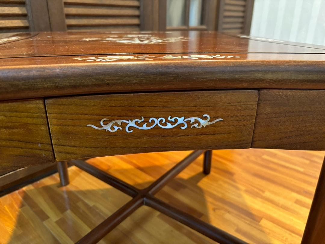 高級家具　螺細細工　花梨　中国美術　サイドテーブル　椅子　唐木　家具　木製