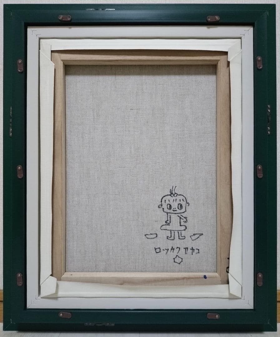 【F6号】ロッカクアヤコ　肉筆保証/表裏サイン/アクリル/油彩/絵画/額装/額縁