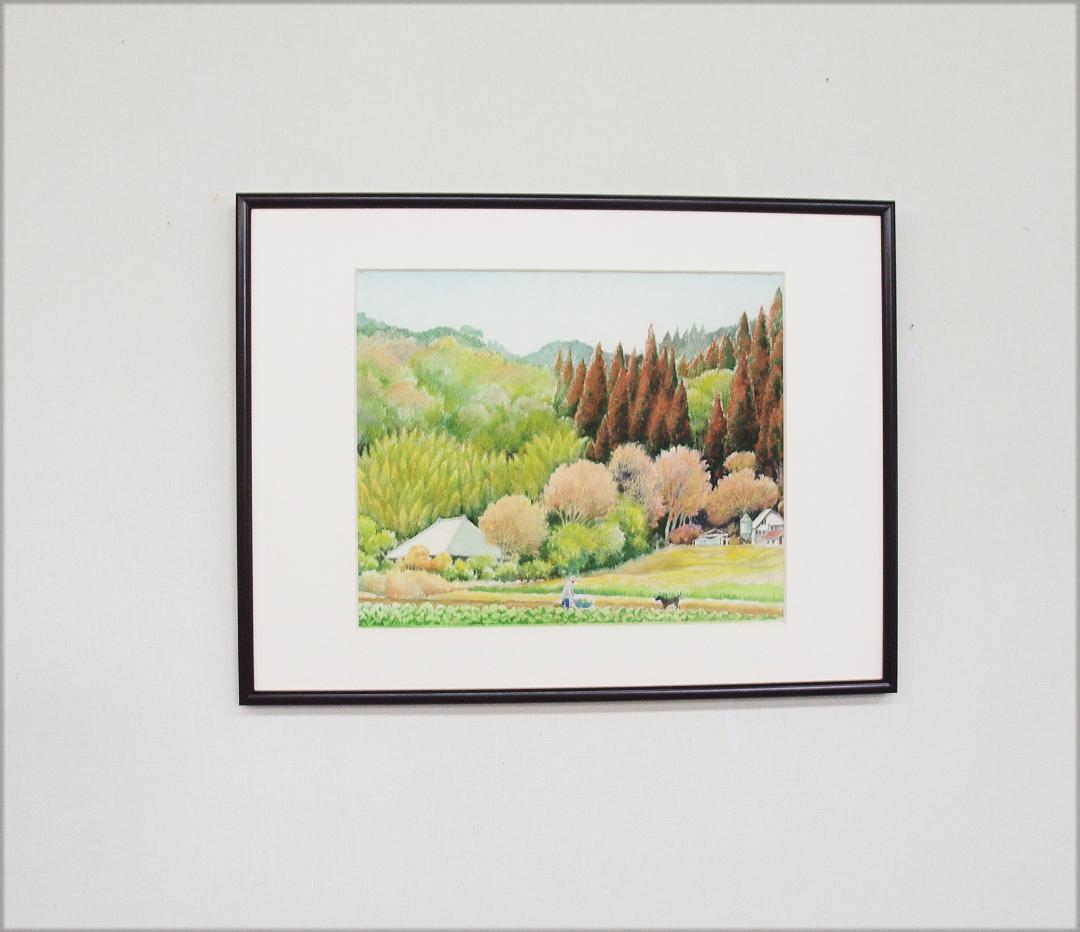 絵画「里山のくらし」　水彩画