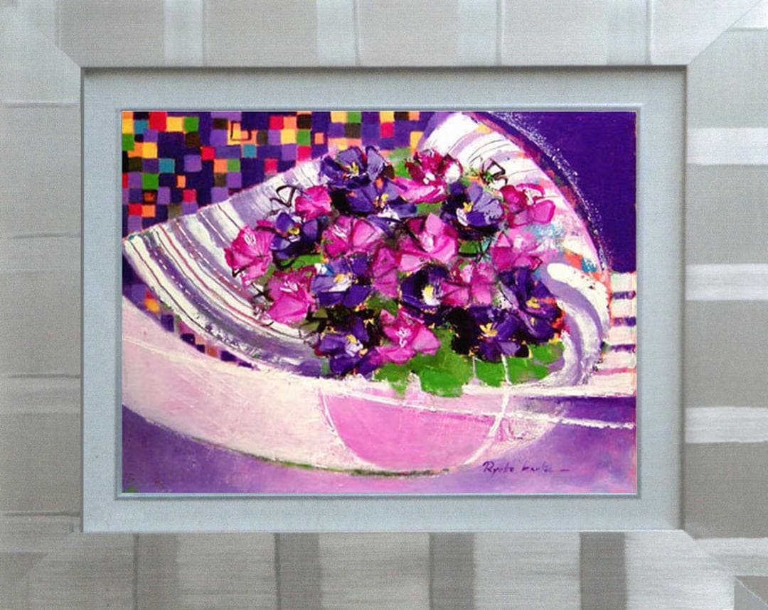 油絵 菅家令子 絵 絵画 インテリア uF6-062304 花