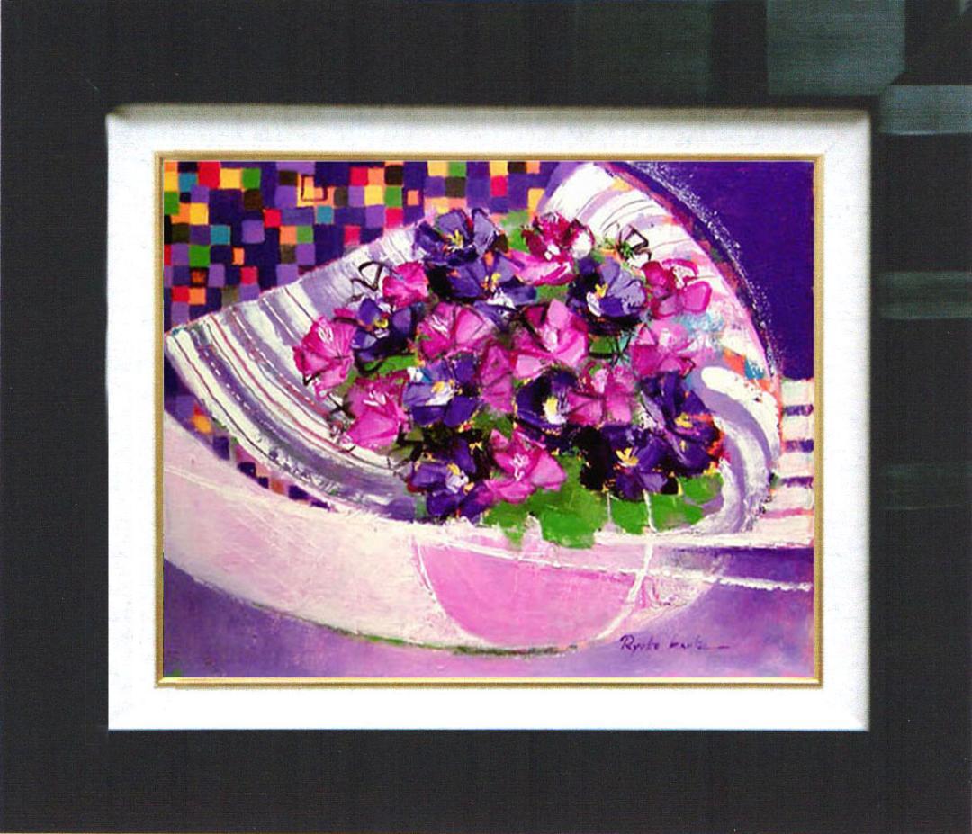 油絵 菅家令子 絵 絵画 インテリア uF6-062304 花