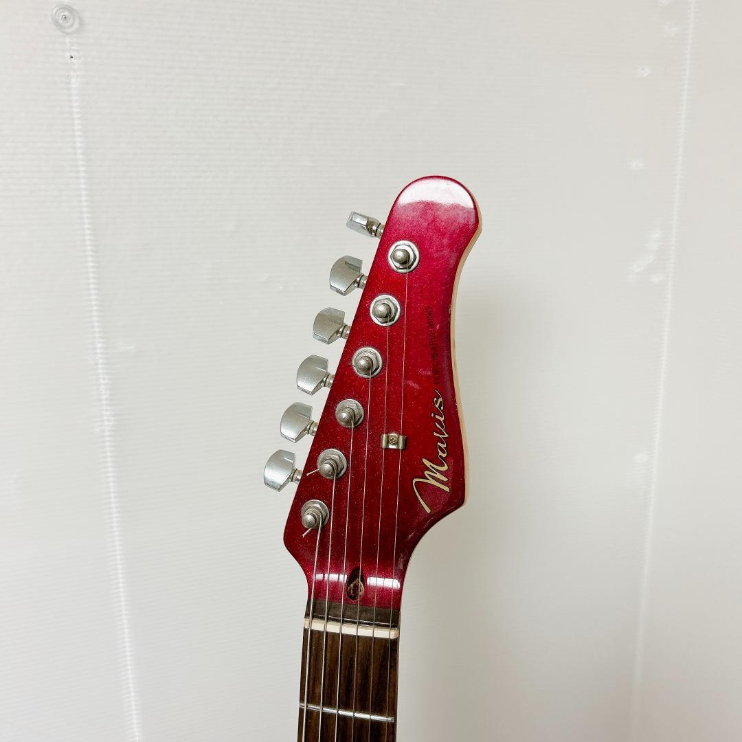 美品 Mavis 初心者向けエレキギター レッド ミラータイプピックガード