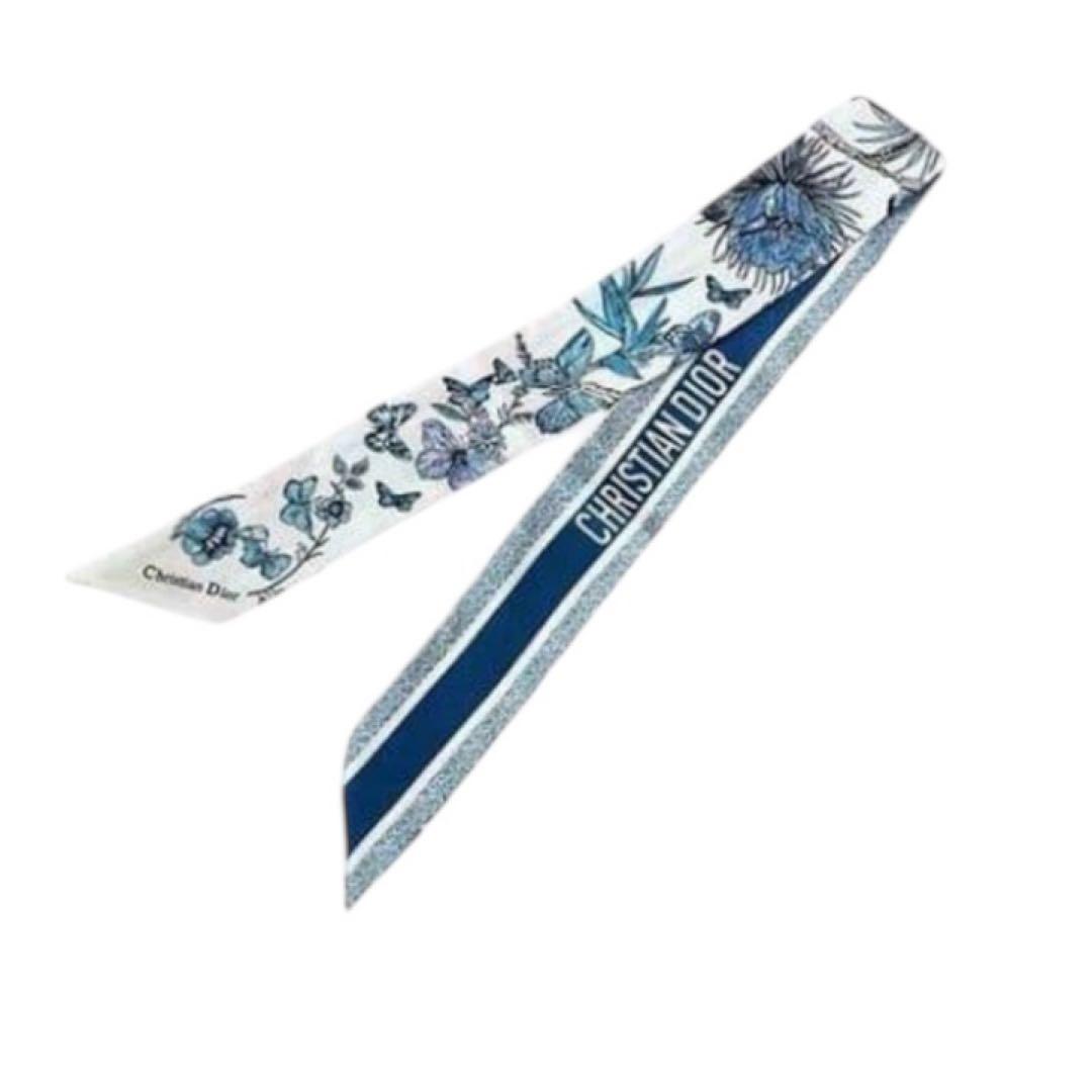 新品Dior ノベルティ シルクミッツァ スカーフ ディオール ベビーブルー蝶々