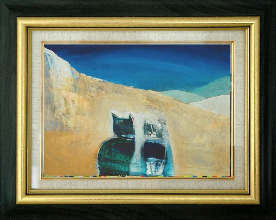 油絵 菅家令子 絵 絵画 インテリア 額付(黒) F6-071019 猫たち
