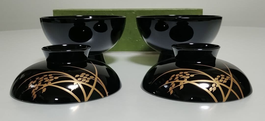 京都　平安象彦　稲穂蒔絵　吸物椀　2客