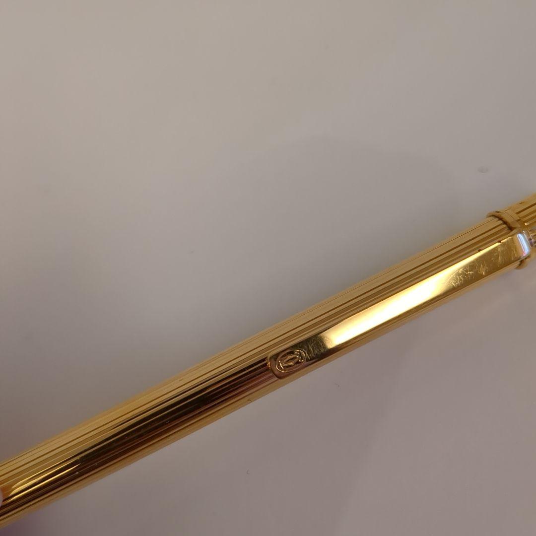 美品★カルティエ ゴールド ストライプデザイン ボールペン