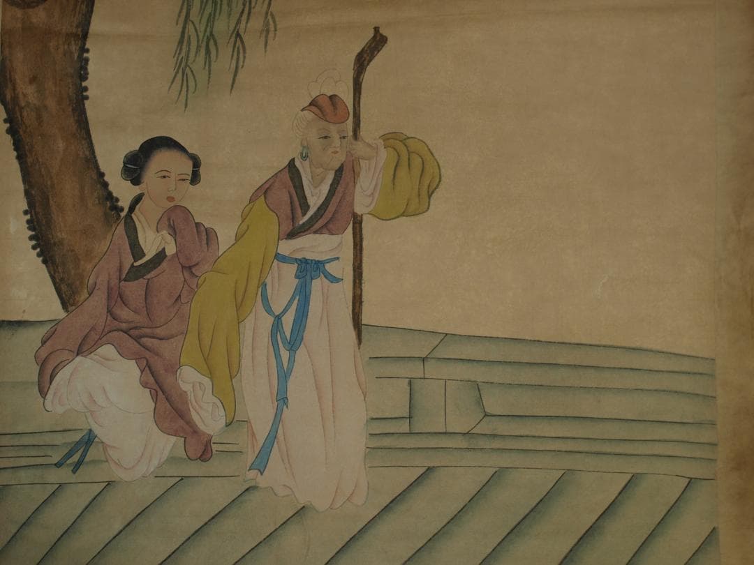 中国明時代の掛軸　激安骨董品　肉筆保証 古美術 BD114A8-1