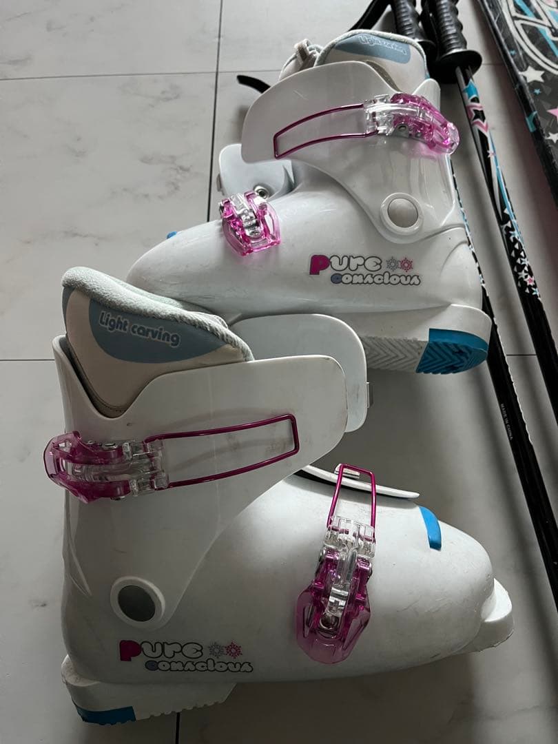 スキー板120 ブーツ22 ストック付き　ジュニア　PURECONCIOUS