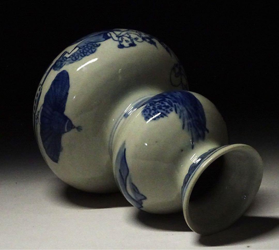 中国古玩　染付　徳利　大清乾隆年製　唐物 時代物幅約12cm　高約15.5cm