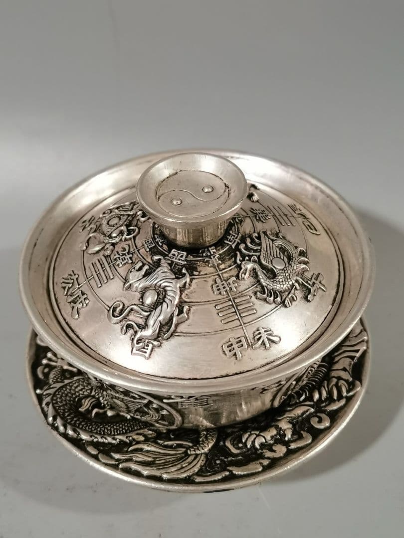 中国茶器 銅器 四大神獣三才蓋碗 茶器 装飾品 工芸品 置物