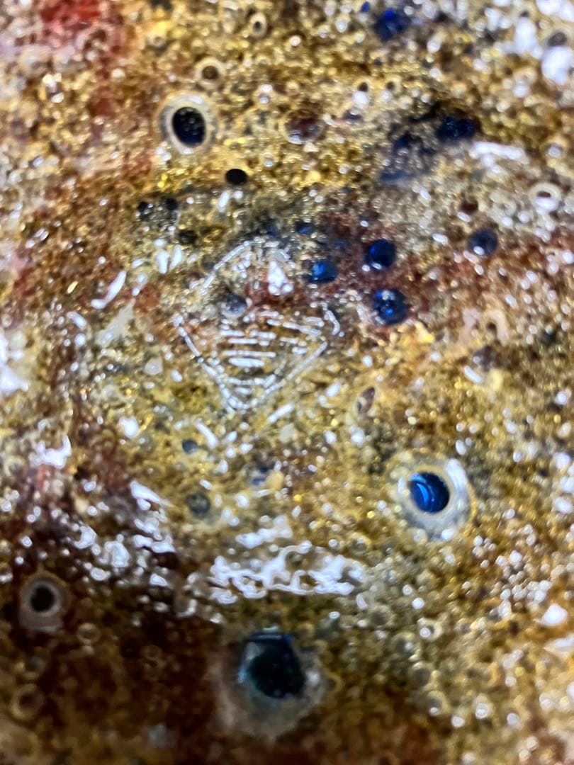 沖縄　琉球ガラス　【故】稲嶺盛吉作　花瓶　宙吹ガラス工房虹　現代の名工