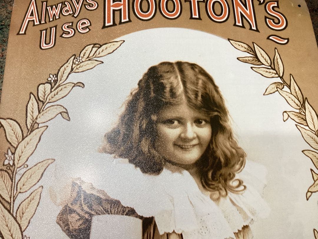 ビンテージブリキ看板　Hooton's Cocoa アメリカ製　1993年