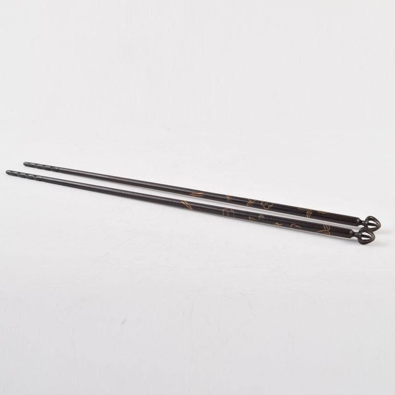茶道具　寺西宗山作　古鉄　象嵌火箸　共箱　V　9202
