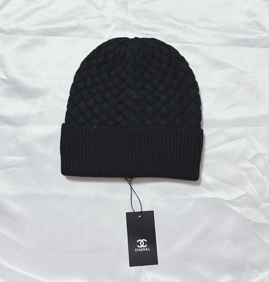 CHANEL ニット帽 黒 新品タグ付き