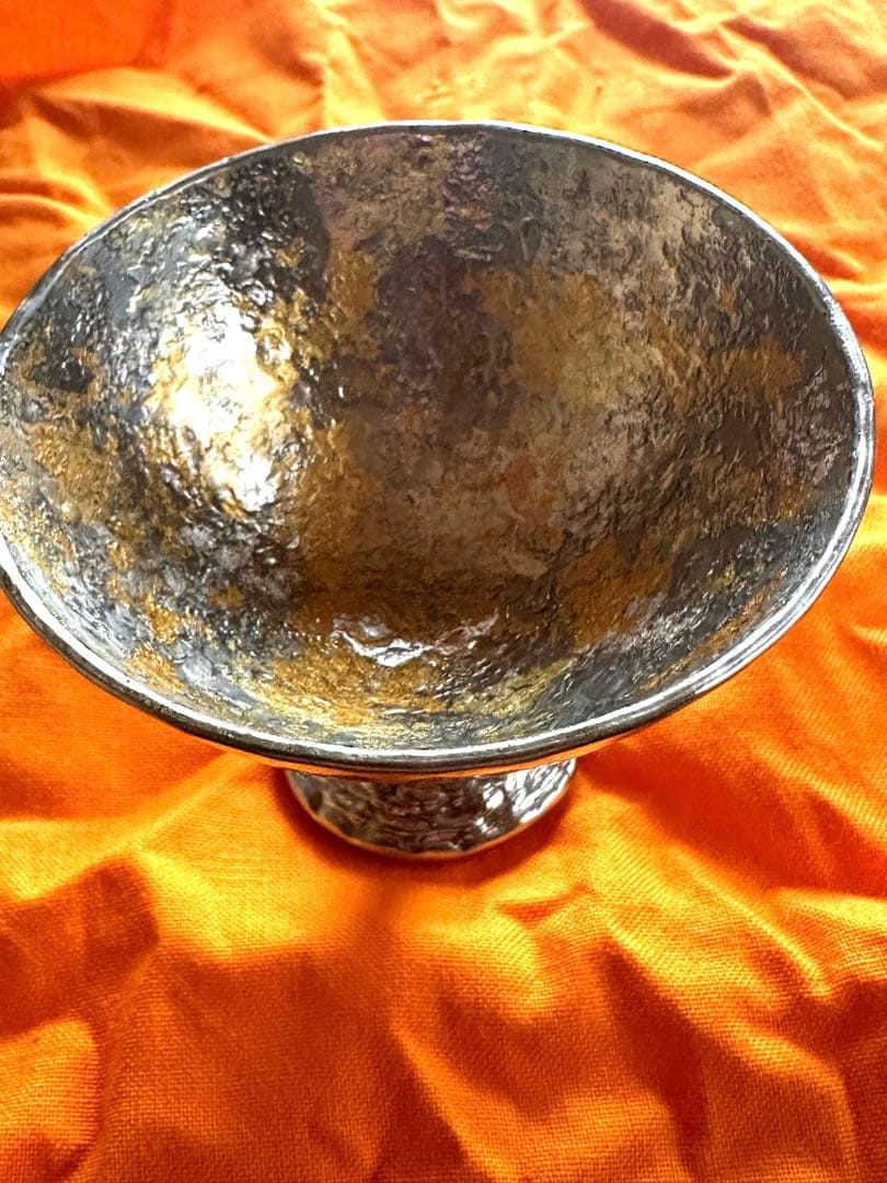 宮田亮平作　鍛金　金銀彩　錫馬上杯　美術品　極美品　未使用品
