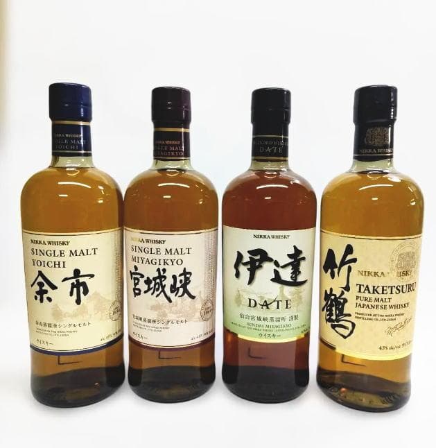 ニッカウイスキー　余市　宮城峡　伊達　竹鶴　700ml 4本 ノンエイジ 箱入り