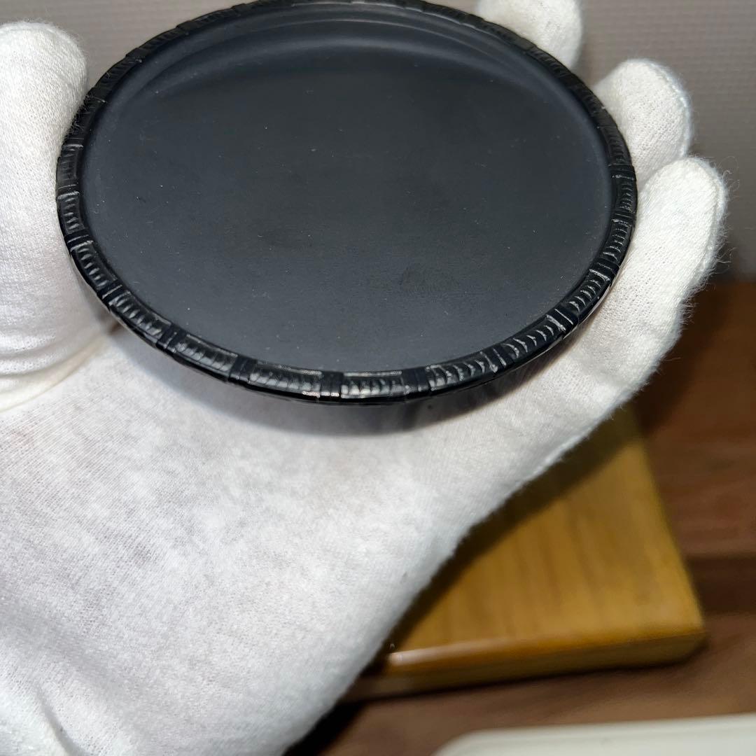 ⭕️雨畑硯　特殊研　竹篭硯　新品美品　極細密彫刻　手間かかる　女性好み作品