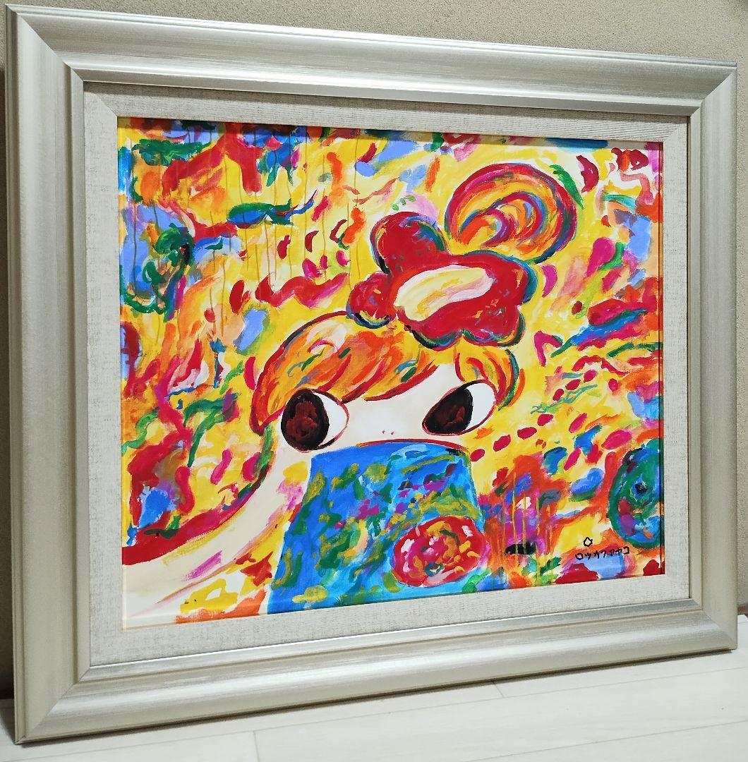 ［F8号］ロッカクアヤコ　肉筆保証/手描き/表裏サイン有/絵画/油彩/アクリル