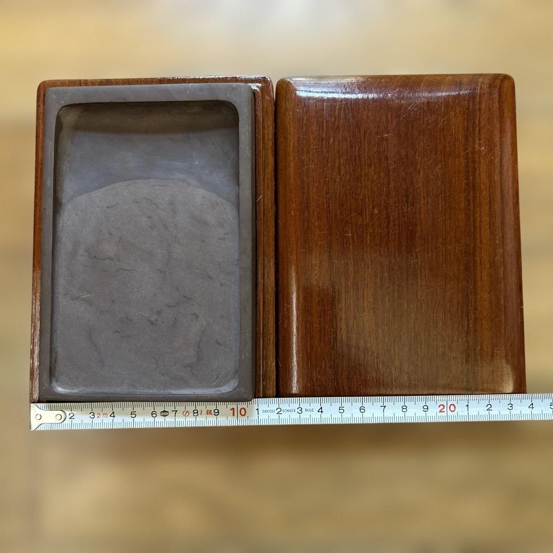 中国骨董大きめ端州石 【中国端渓麻子坑細工彫刻双鳳菊花図貴重紫端古硯】新品未使用