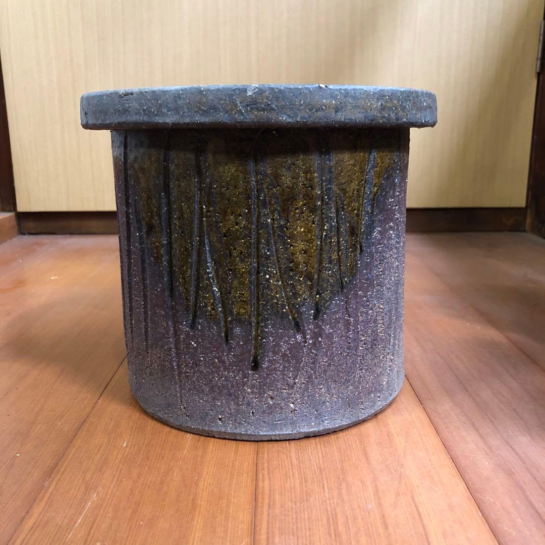 土地の風合いと紫茶色のグラデーション 花台 テラスチェア テーブル 日本伝統工芸