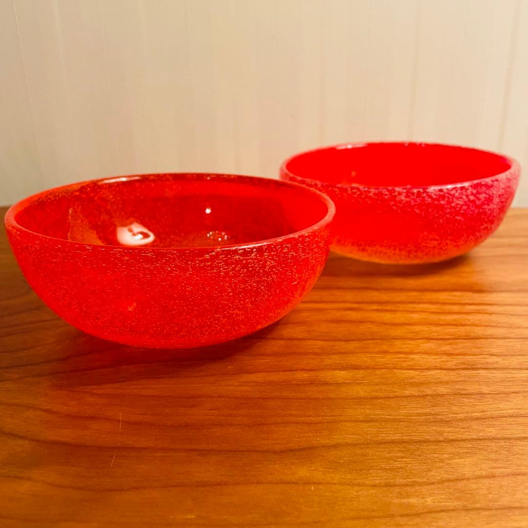 ✨新品未使用✨硝子工芸品 琉球ビードロ硝子 ボウル皿 ペアセット