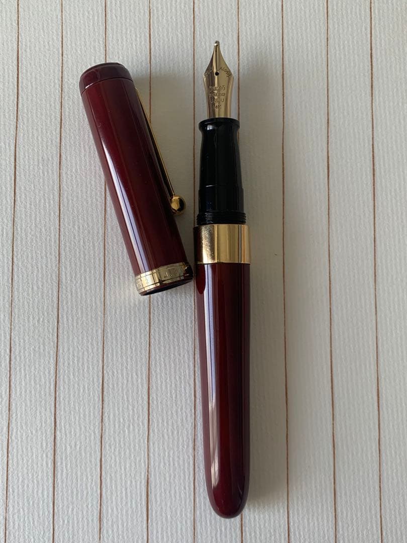 極美品 大橋堂 OHASIDO 万年筆 14Kペン先／K18リング／朱漆軸