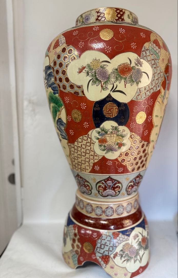 T96 豪華インテリア 薩摩焼沈香壺 高さ130㎝ 美人画図
