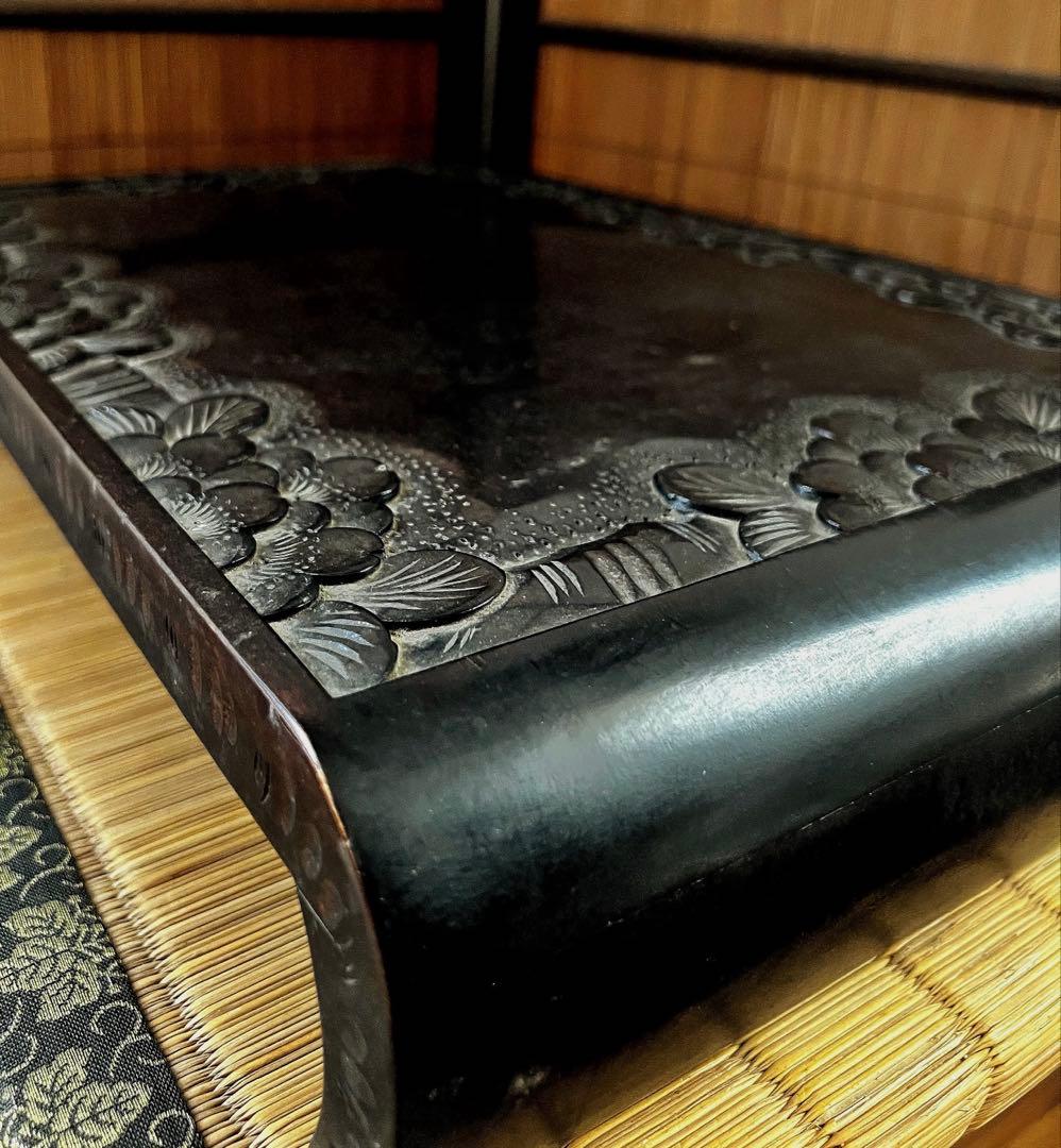 時代古木 希少 高級 軽井沢彫り 伝統職人技 花台 香台 盆栽台