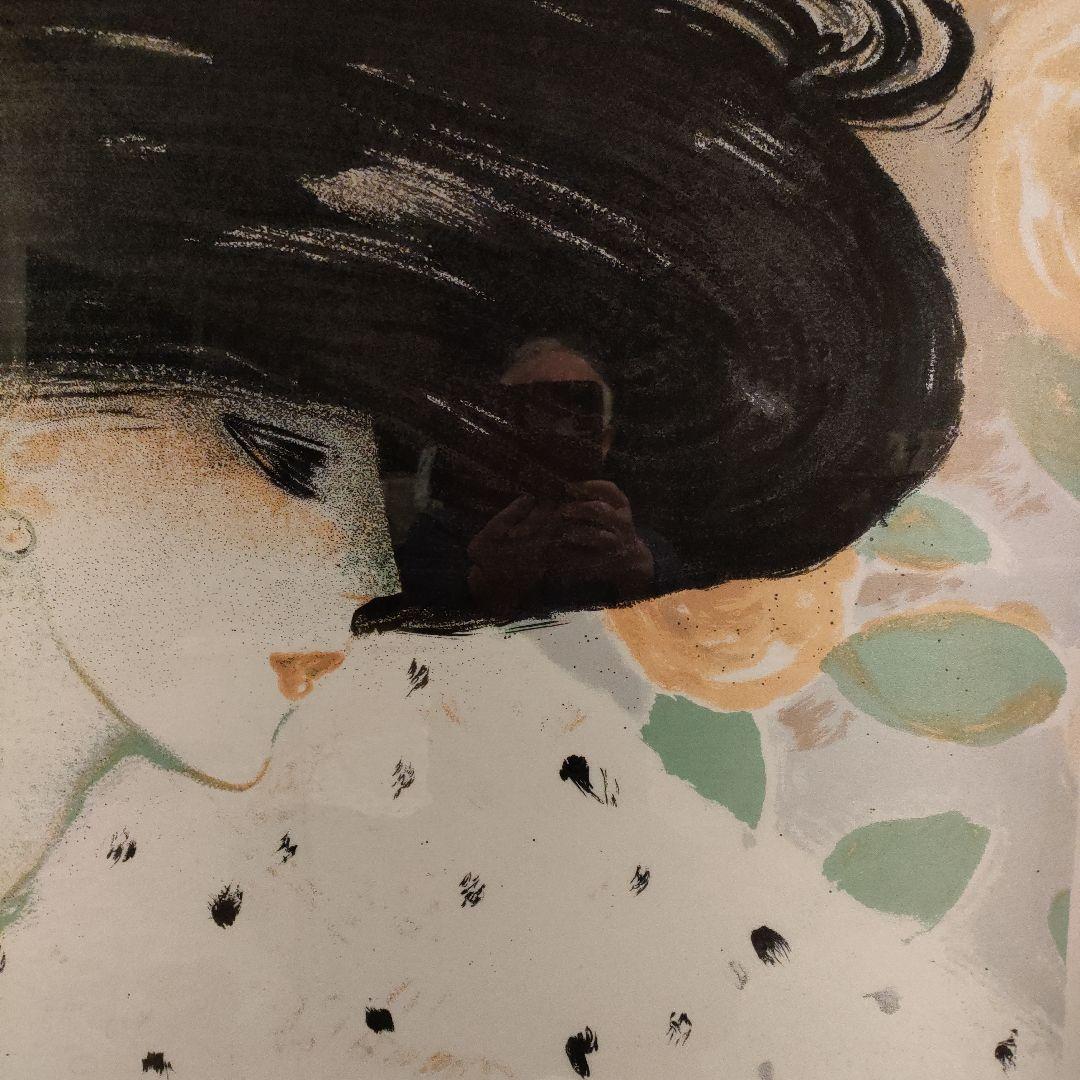\"カシニョールCassigneul\"大判リトグラフ『黒い帽子の婦人』直筆サイン入